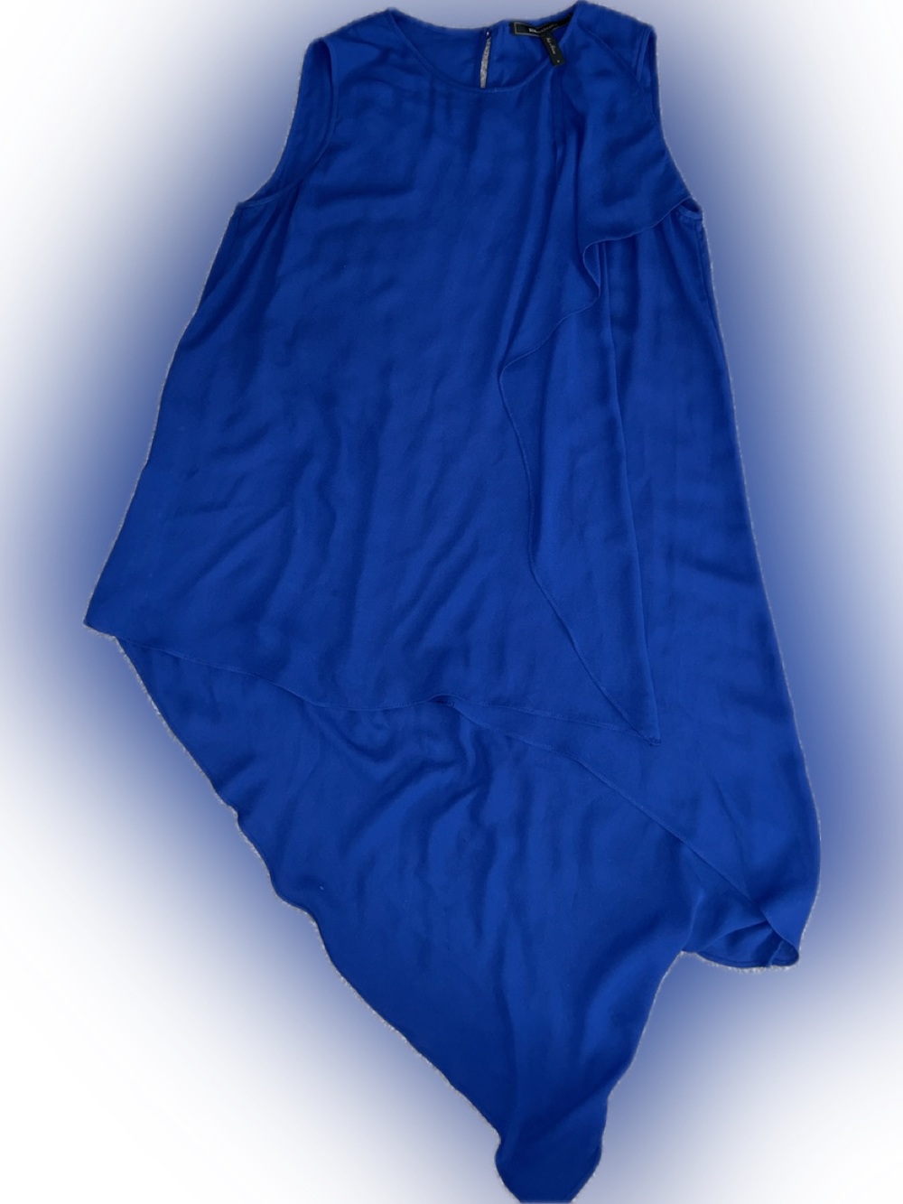 BCBG Maxazria Blue High-Low Draped Blouse
